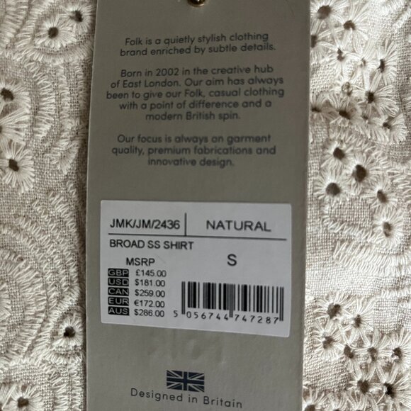 NWT Folk Crochet Eyelet Camp Collar Shirt - Picture 4 of 7